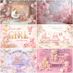 Fondo de Decoración para Fiesta de Revelación de Género, Tema de Cochecito Rosa para Niña, Decoración Floral para Baby Shower, Fondo para Fotografía de Recién Nacidos