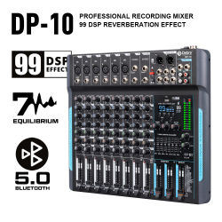 Debra-mezclador de Audio 99 DSP, 10 canales, controlador de DJ, grabación de reverberación, mezcla con Bluetooth 5,0, rendimiento profesional