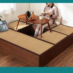 Alfombra de suelo de rompecabezas de ratán, colchón para dormir en el suelo de la sala de estar grueso de 2cm, Tatami japonés para siesta, alfombra entrelazada para bebé