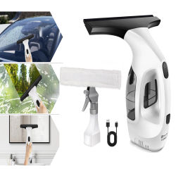 Aspiradora de ventana inalámbrica Set 3 en 1, depósito 150ml, recargable 50 min autonomía, sin rayas. Incluye rascador y botella pulverizadora para ventanas, espejos, azulejos y cristal coche. Almacén