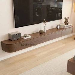 Mueble de TV Suspendido de Madera Maciza Moderno, Mueble de TV para Apartamentos Pequeños, Mueble de Almacenamiento Colgante Simple para Sala de Estar