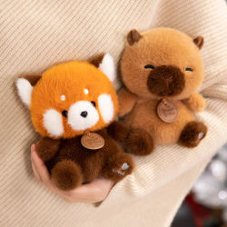 Bonitos animales sentados, Panda rojo, zorro, perezoso, gato, muñecos de peluche suaves, capibara de peluche, cerdo, juguetes para bebés, regalos para niños