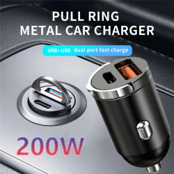 100W/200W Mini coche USB/QC3.0 PD cargador 12-24V carga rápida coche USB tipo C cargador encendedor para Xiaomi Samsung Huawei iPhone