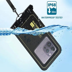 Bolsa impermeable flotante IP68 para deportes acuáticos, funda para teléfono con pantalla táctil y correa para iPhone, Samsung, teléfono móvil de 6,8 pulgadas