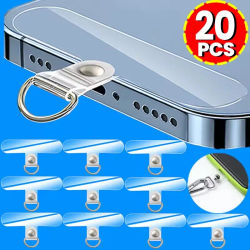 20/1 Uds. De lengüetas transparentes para cordón de teléfono, lengüetas para cordón de teléfono móvil, junta de cable de tarjeta, correas colgantes con agujeros, Clips de parches flexibles