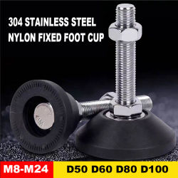 Patas Ajustables de Nivelación de Acero Inoxidable 304 M8-M24 con Base Fija de Nylon D50 D60 D80 D100 para Muebles Articulados