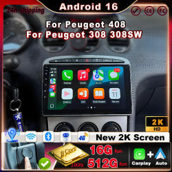 Radio para coche para Peugeot 408, para Peugeot 308 308SW, Android Auto, CarPlay, pantalla táctil multimedia, estéreo, navegación, monitor de 8 núcleos
