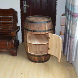 Armario para Botellas de Vino en Forma de Barril de Roble, Mueble Decorativo de Madera Sólida para Vino y Cerveza
