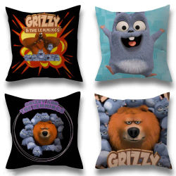 Funda de almohada personalizada con dibujos animados de Grizzy y los lemmings, funda antipolvo para dormitorio, decoración para fiestas infantiles, funda de almohada, regalo de cumpleaños para niños