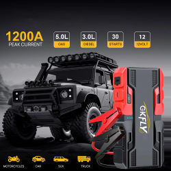 Arrancador de batería de coche GKFLY, cargador de batería de 1200A, refuerzo de banco de energía de emergencia de 12000mAh para arranque de vehículos de Gas y diésel de 12V