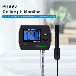 Medidor de PH Digital de PH-990, probador de Monitor de calidad del agua en línea multiparámetros para acidómetro de acuario con enchufe de la UE