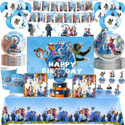 Zootopia 2 decoraciones para fiesta de cumpleaños temáticas, vajilla, tazas, platos, servilletas, manteles para niños, suministros de decoración para Baby Shower