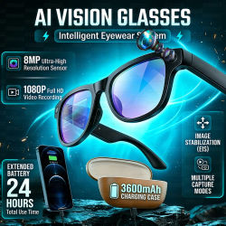 Gafas Inteligentes Ultra AI 2026 con Cámara HD de 800W, Asistente de Voz ChatGPT, 32GB de Almacenamiento, Traducción en Tiempo Real, Música Bluetooth y Función de Gafas de Sol