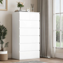 Getone Cómoda Dormitorio, Cajonera con 7 cajones, Aparador, Cómodas y Cajoneras, Sinfonier, Mueble Almacenaje, 60x40x119cm, Madera, Blanco