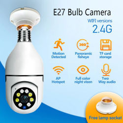 Cámara de vigilancia con bombilla HD E27 de 1080P, Monitor de seguridad interior y exterior antirrobo, cámara inalámbrica WiFi, visión nocturna, Audio IP