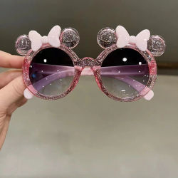 Nuevas gafas de sol bonitas con lazo de cristal para niñas y niños, gafas de sol personalizadas con dibujos animados, gafas brillantes para niños
