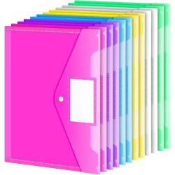 Carpetas A4 de 10/5 Uds., sobres de plástico, carpeta de archivos transparente para documentos, archivo de polietileno con botón a presión de bolsillo para etiquetas para organizador de oficina