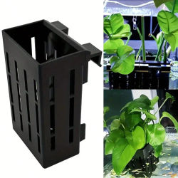 Soporte para plantas de acuario, cesta de plástico negra con Clip para fijación de plantas acuáticas, instalación estable