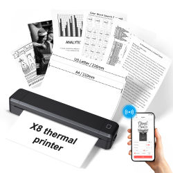 Impresora térmica portátil A4, compatible con Bluetooth, máquina de impresión de documentos sin tinta, rollo de papel para oficina, trabajo y hogar