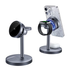 Estación de Carga Inalámbrica de 25W con Ventilador de Refrigeración, Base de Carga Inalámbrica QI2.2 para iPhone 17/16/15/14/13/12, Apple Watch, AirPods