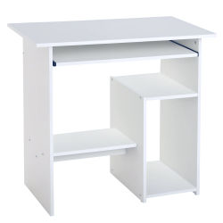 Escritorio para computadora HOMCOM, escritorio con almacenamiento, bandeja para teclado y soporte para monitor, 80x45x75 cm, Blanco