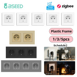 Enchufe de Pared con Monitor de Energía Zigbee Serie E de Bseed, Marco de Plástico, Enchufes Inteligentes Compatibles con Google Home, Alexa y Smart Life, Control por Voz
