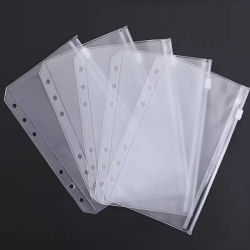 Carpeta con bolsillos A5/A6/A7, carpetas con cremallera para cuaderno de 6 anillas, bolsa impermeable de hojas de PVC, bolsas para archivar documentos