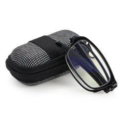 Gafas de lectura plegables TR90 con estuche con cremallera, gafas para presbicia ligeras y portátiles para hombres y mujeres, gafas de aumento cuadradas