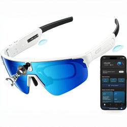 Gafas Inteligentes con IA 4K 8MP 2026, Gafas de Sol Deportivas para Ciclismo con Cámara, Grabación de Video HD y Fotos, Traducción en Vivo, IP66 para Senderismo y Correr