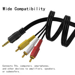 Cable de Audio y vídeo RCA de 3,5mm a 3, Cable AV chapado en oro para amplificador de TV, altavoz de cine en casa, Subwoofer, 1,5 m, 3m, 5m, 10m