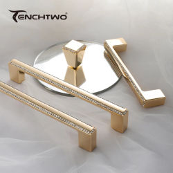 TENCHTWO-manija de cristal de diamante dorado/plateado/negro, perillas para muebles, tiradores de armario de cocina, manija de puerta de cajón, tocador