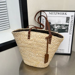 2025 bolso de paja de diseñador de lujo, bolso de hombro de playa de gran capacidad para mujer, bolso de mimbre de rafia de verano, bolso de compras, bolsos de cesta