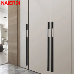 NAIERDI-tiradores americanos para puerta de armario, pomo de 800mm y 1000mm de largo, tiradores de muebles dorados y negros mate, herrajes para armario