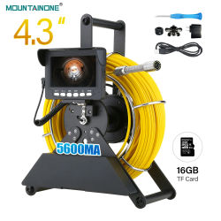 Cámara de inspección de tuberías de alcantarillado con monitor 4,3, endoscopio Industrial de tubería de alcantarillado de drenaje de 17MM/22MM con batería de 4500mA, tarjeta DVR de 16G