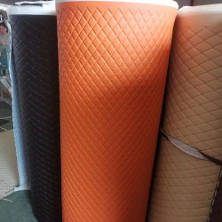 Tela de Cuero Sintético con Diseño de Rombo de 155 cm de Ancho, Acolchada con Esponja, Bordada, para Tapicería, Decoración de Interiores de Automóviles y Muebles