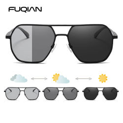 Gafas de sol fotocromáticas de Metal de lujo para hombres y mujeres, gafas de sol polarizadas a la moda, gafas de sol elegantes camaleón antideslumbrantes para conducir UV400