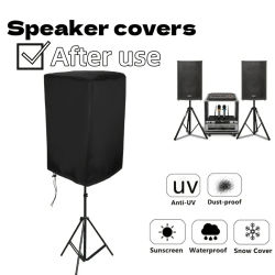 Cubiertas duraderas para altavoces de tela Oxford 210D, color negro, resistentes al agua y al polvo, varios tamaños para sistemas de sonido al aire libre de cine en casa