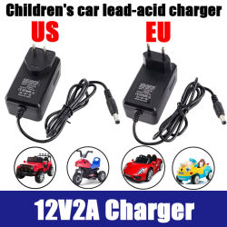 Cargador de coche eléctrico para niños con enchufe EU/US, 12V 1A 2A con indicador luminoso, adaptador de corriente para coches de juguete, cargador de batería 6V 1A