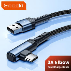 Toocki 60W USB C a tipo C Cable para iPhone 15 Pro Max 3A USB A y C Cable de datos de codo para Xiaomi Honor juego Cable cargador de teléfono