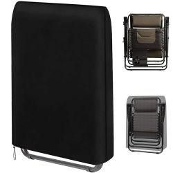 Funda para sillas plegables para exteriores, protección solar UV a prueba de polvo, cojín impermeable para silla reclinable, funda negra para muebles, 93x82cm