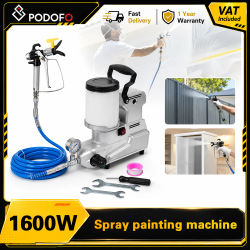 Podofo - Pulverizador de pintura sin aire de alta presión para el hogar, 1600 W, 2 L, máquina eléctrica portátil para pulverizar pintura, equipo para pulverizar pintura en paredes, muebles, vallas,