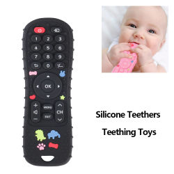 1/4 Uds. Juguetes de silicona para bebés, juguete mordedor con forma de Control remoto de TV, juguete para masticar la dentición de silicona sin BPA, accesorios sensoriales para bebés