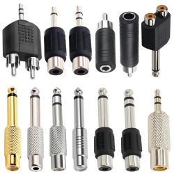 Adaptador de Audio estéreo Mono, 5 uds., 6,5/6,35mm, interconexión TS, enchufe macho de 1/8 ", 1/4", conector hembra RCA, convertidor de altavoz