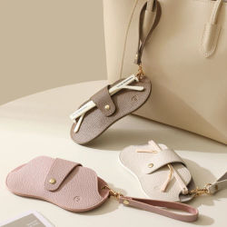 Bolsa de gafas de cuero PU con patrón de lichi suave, estuche Retro para gafas de sol, estuche portátil con marco para miopía, almacenamiento Simple para gafas