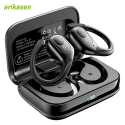 Auriculares inalámbricos con Bluetooth 5,3, cascos deportivos con 75H de tiempo de reproducción, IPX7, resistentes al agua, pantalla LED, graves profundos