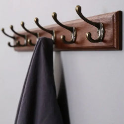 Perchero de madera maciza montado en la pared con ganchos, colgador de ropa para sombreros, organizador de armario, muebles Perchero para decoración de pasillo y entrada