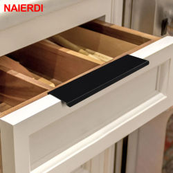 NAIERDI-tiradores ocultos negros para armario, tiradores de armario de cocina de aleación de aluminio, perillas para cajones, manija para muebles, herrajes para puertas de dormitorio