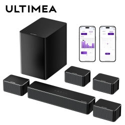 Barra de Sonido Envolvente ULTIMEA 7.1, Sistema de Sonido Envolvente Virtual 3D con Subwoofer, 2 Altavoces Traseros, Altavoces para TV de Cine en Casa, Negro