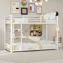 Cama litera doble de metal resistente con dos camas individuales de 90*190 cm, estructura metálica estable, silenciosa, con barandillas de seguridad, muebles multifuncionales para dormitorio, sin