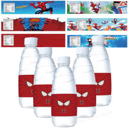 Etiqueta para Botella de Agua de Spiderman, Decoración de Cumpleaños de Spiderman, Adhesivo Impermeable de Spiderman, Recuerdos para Niños, Artículos para Fiestas de Baby Shower, Regalos